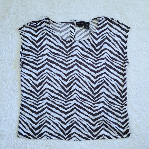 Tahari Tops - Tahari Zebra🦓 Striped Linen Top - NWT